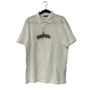 Massimo Dutti Mens Polo Shirt Large L White Cotton short sleeve 0710/210 NWT
